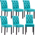 chairus Dining Chairs Set of 6 Mid Century Modern Living Room Chairs with Button Tufted High Back Velvet Armless Chair Comfy Upholstered Side Chairs for Kitchen/Restaurant/Bedroom, Turqs Green