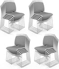 VINGLI Stackable Chairs Set of 20, Stacking Office Chairs with Metal Sled Base, Ergonomic Plastic Padded Seat & Back, Capacity 350lbs, Stacking Chairs for Waiting Room Break Room Banquet Guest, Gray