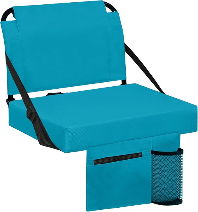 Stadium Seat for Bleachers with Back Support and Wide Padded Cushion Stadium Chair - Includes Shoulder Strap and Cup Holder