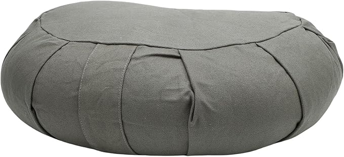 ZJchao Half Moon Meditation Cushion Filled with Buckwheat Hulls and Cotton Cover Yoga Meditation Pillow for Floor Sitting Comfortable Support for Home Office Outdoor Use Size