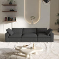 3 SeaterCloud Sectional Couch, Black Modular Sectional Sofa, Modern Comfy Sofa, Covers Removable, Convertible Sleeper Couch for Living Room Apartment (Linen Fabric)