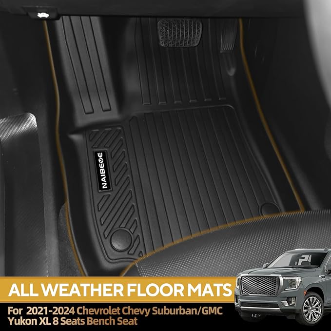Naibeve Floor Mats for 2021-2024 Chevrolet Suburban/GMC Yukon XL/Cadillac Escalade ESV 8 Seats Bench Seat - All Weather for Suburban/Yukon XL/Escalade ESV Floor Mats Cargo Mat 3rd Row Backrest Mats