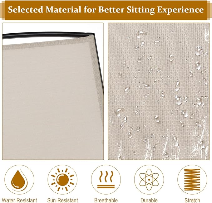 Giantex Patio Bench Glider Chair with Metal Frame, Center Tempered Glass Table, Outside Double Rocking Swing Loveseat for Porch, Garden, Poolside, Balcony, Lawn Rocker Outdoor Glider Bench(Beige)
