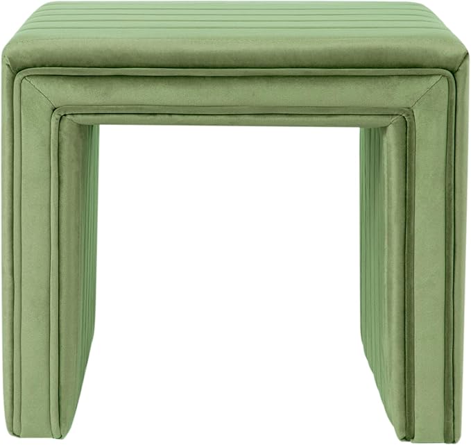HomePop Modern Channel Tufted Velvet Ottoman|Homepop Home Décor|Ottoman for Living Room & Bedroom - Green