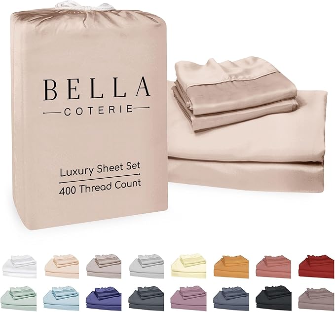 Bella Coterie Luxury Bamboo Viscose 34” Split Top King Size Sheet Set | 1 Fitted Sheet for Sleep Number & Adjustable Beds | 100% Organically Grown | Cooling & Soft | 18” Deep Pocket [Dusty Rose]