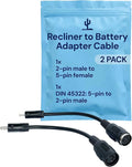 Blue Cactus Adapter Cables for Recliner Battery Pack - Adapts Your Battery to Your Recliner - 1pc 2-pin Male to 5-pin Female - 1pc DIN 45322: 5-pin to 2-pin Male, Compatible with La-Z-Boy (2-pc, 6.9")