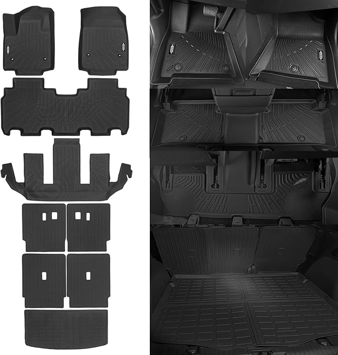 All Weather Floor Mats for Cadillac Vistiq 2026 6 Seats Floor Mats & Trunk Mat & 2nd/3rd Backrest Mats for Cadillac Vistiq Accessories All Season Guard Anti-Slip Floor Liner