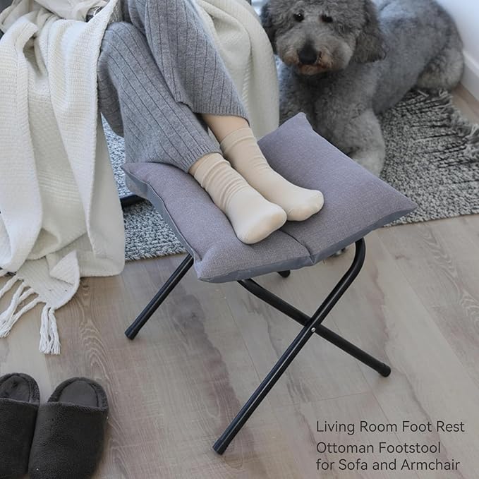 Foldable Foot Rest Stool for Under Desk or Sofa - Office Footrest Ottoman, Portable Leg Rest for Home & Office (Grey)
