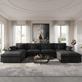 Cloud Couch Modular Sectional Sofa,156" U Shaped Large Down Filled Convertible Modular Sofa Couch with Ottomans for Living Room Set,Covers Washable&Replaceable(Black)