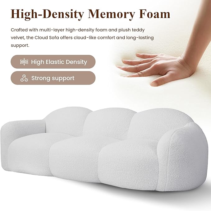 WJShome Cloud Shaped Couches for Living Room, Modern Upholstered Bubble Lazy Floor Couch, Cozy Leisure Boneless Chaise Lounge, Apartment-No Assembly Required (White)