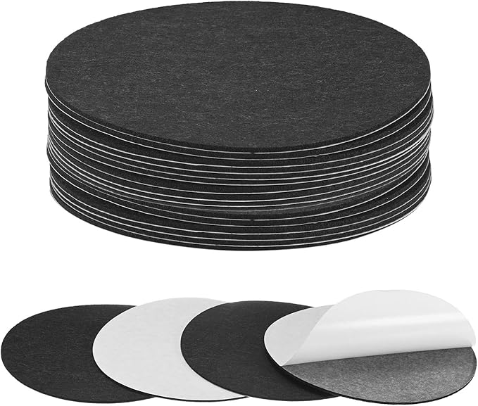 20-Pack Lamp Base Felt, 6.5 Inch Dia. 2mm Thick Self Adhesive Round Fabric Felt Pads for Lamp/Furniture/DIY, Non-Slip Fiber Backed Patch Circles with Adhesive Backing [Black]