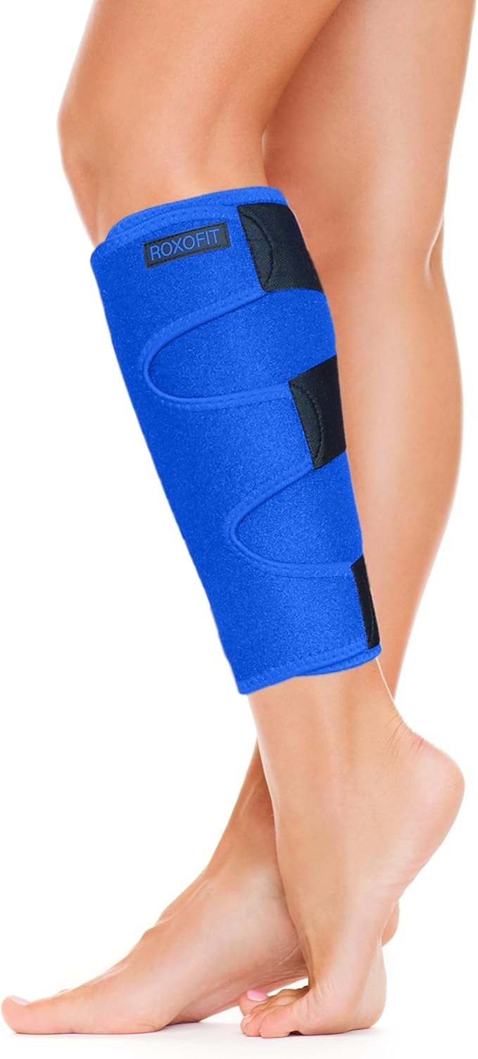 ROXOFIT Calf Brace for Torn Calf Muscle and Shin Splint Pain Relief for Men and Women - Adjustable Neoprene Compression Support Wrap