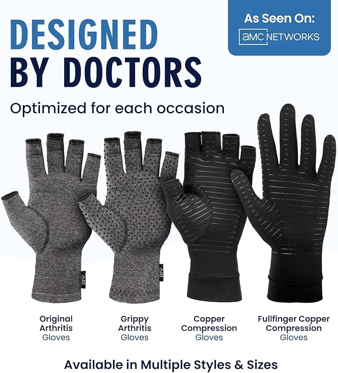 Dr. Frederick's Original Copper Compression Arthritis Gloves - Doctor-Developed Hand Pain Relief for Arthritis, Carpal Tunnel & Tendonitis - All-Day Comfort, Typing & Daily Use - Full Finger, Medium