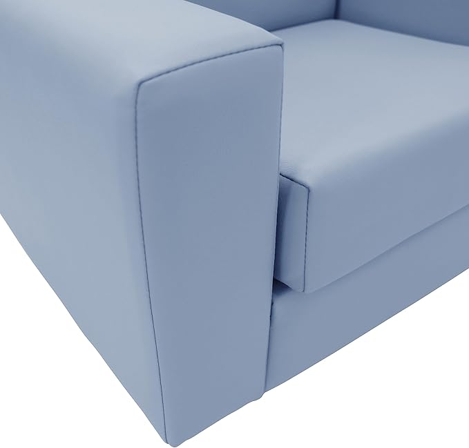 Factory Direct Partners SoftScape Inspired Playtime Classic Reading Sofa, Children's Commercial-Grade Upholstered Furniture for Home, Daycare, Preschool; Modern Design - Powder Blue, 14473-PB