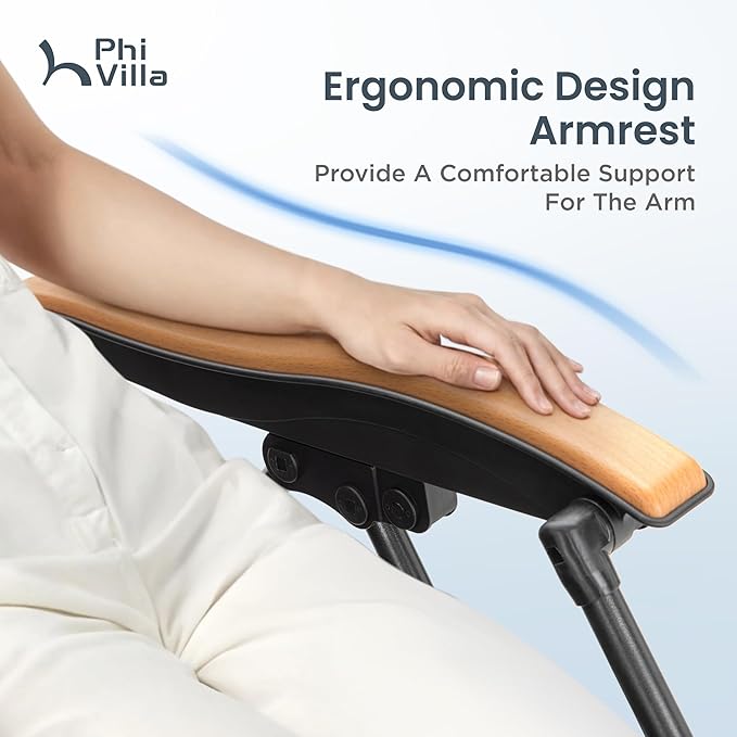 PHI VILLA XXL Oversized Padded Zero Gravity Chair Set of 2, Foldable Patio Recliner, 30" Wide Seat Anti Gravity Lounger with Armrest and Cup Holder, Support 400 LBS (Grey)