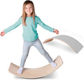 Acorn Avenue Non Slip Balance Board, 35 Inch Non Slip Felt Rocker Board Durable Wood, Kids Toddler Open Ended Learning Toy, Yoga Curvy Board