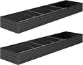 DIIYIV 2PCS 12x2x1FT Galvanized Raised Garden Bed Kit,Vegetable Boxes-Rectangle Metal Flower Box,Large Planter Raised Beds Outdoor Garden for Planting,Fruit,Herb-Black