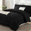 CozyLux King Size Comforter Set Black - 7 Pieces Bed in a Bag King, Luxury Soft Bed Set for All Seasons, Bedding Set with Down Alternative Comforter, Sheets, Pillowcases & Shams