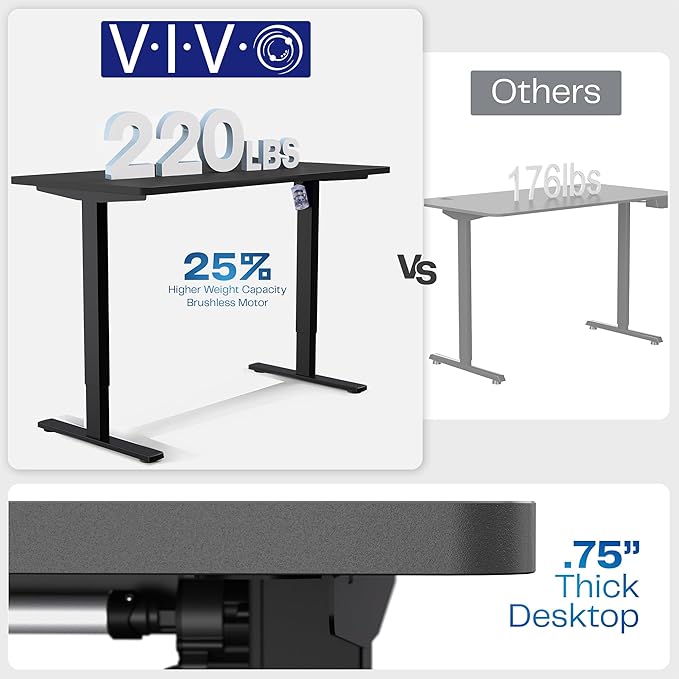 VIVO Electric Dry Erase 60 x 24 in Standing Desk, Memory Height Adjustment, 1B Series, Holds 220 lbs, White Marble Pattern Top, Black Frame, DESK-KIT-1B6WM
