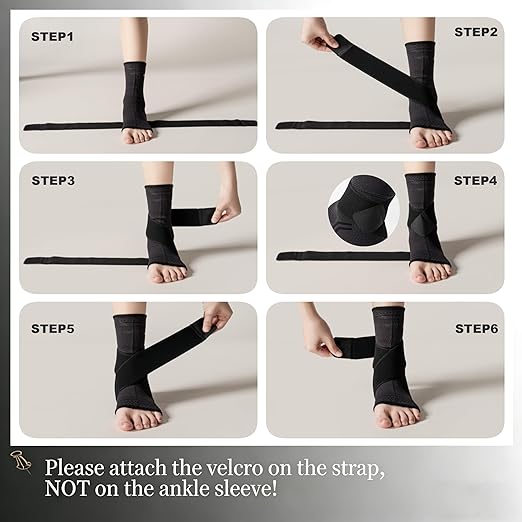 ABIRAM Ankle Brace for Women & Men, Ankle Compression Sleeve with Wrap, Foot Support Sleeve, Ankle Support for Sprained Ankle, Plantar Fasciitis Relief Socks, Achilles Tendonitis, Sports, M