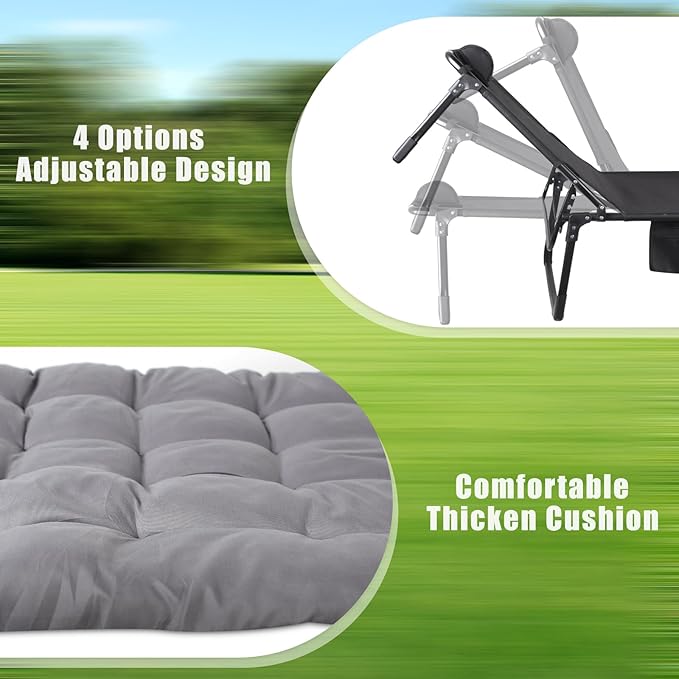 FozsKeylf Folding Camping Cot, Adjustable Camping Cot for Adults, Portable Reclining Lounge Chair with Mattress/Pillow, 1200 D Oxford Camping Cots for Indoor/Outdoor