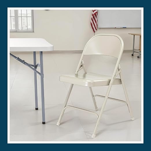 OEF Furnishings OEF50 Series All-Steel Heavy-Duty Folding Chairs with 500 lb Weight Capacity (4-Pack, Gray)