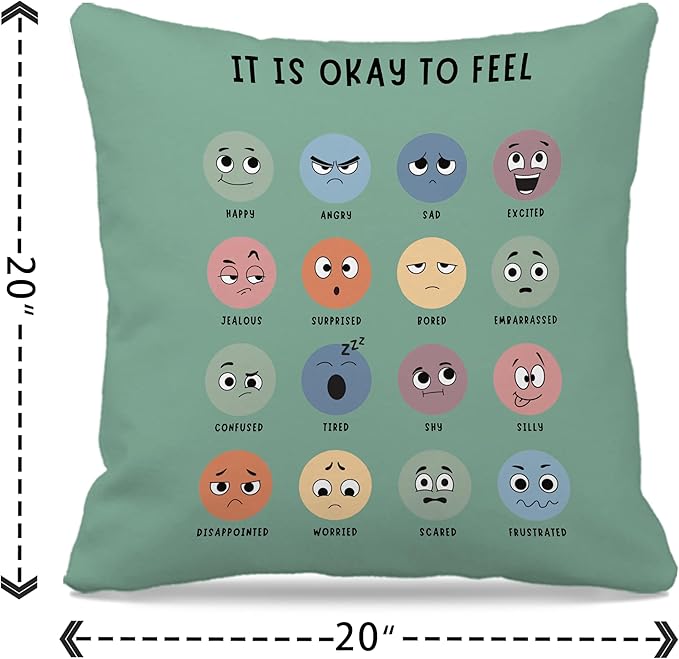 Nogrit Counseling Office Must Haves Throw Pillow Cover, Calming Corner, Mental Health Pillowcase Decor for Home Kids,Mental Health Counselor Gifts, Calming Corner Pillow Covers 20x20 Olive Green