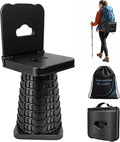 Upgraded Collapsible Stool with Backrest, Portable Telescopic Seat with Carry Bag, Square Folding Stool for Camping Gardening Fishing Hiking BBQ, Max Load Capacity 550lbs
