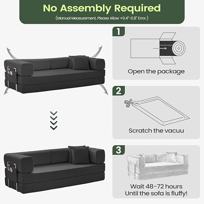 Multi-functionalcorduroy Sofa Bed, Crafted from Corduroy Fabric, is Ideal for Apartments and Living Rooms. Sleeper Sofa Couch Folding futon or Foldable Floor Convertible Floor Studio | Multi-functional
