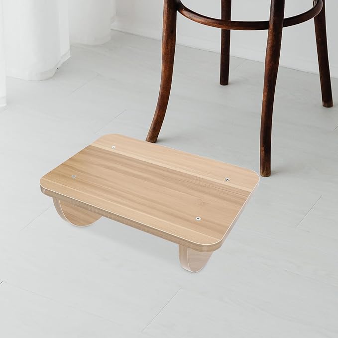 Wooden Footstool Under Desk 34X24Cm Office Footrest for Under Desk Use, Curved Design Massage Footrest to Correct Posture and Leg Fatigue, Suitable for Home and Random Color