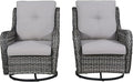 Rilyson Wicker Rocking Chair Swivel Chairs - 2 Piece Rocker Patio Chairs Set Rattan Rocking Chair for Outdoor Porch Deck Garden Backyard (Mixed Grey/Grey)