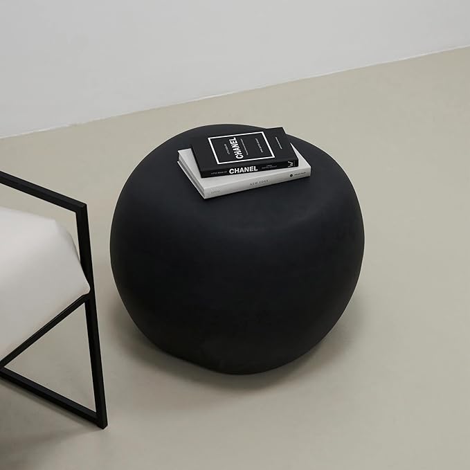 Rockingrocker - FCT26BK Lightweight Concrete Artistic Style Furniture with Multifunction - Seat Chair/End Table/Ottoman/Garden Decoration - Suitable for Indoor & Outdoor - Black