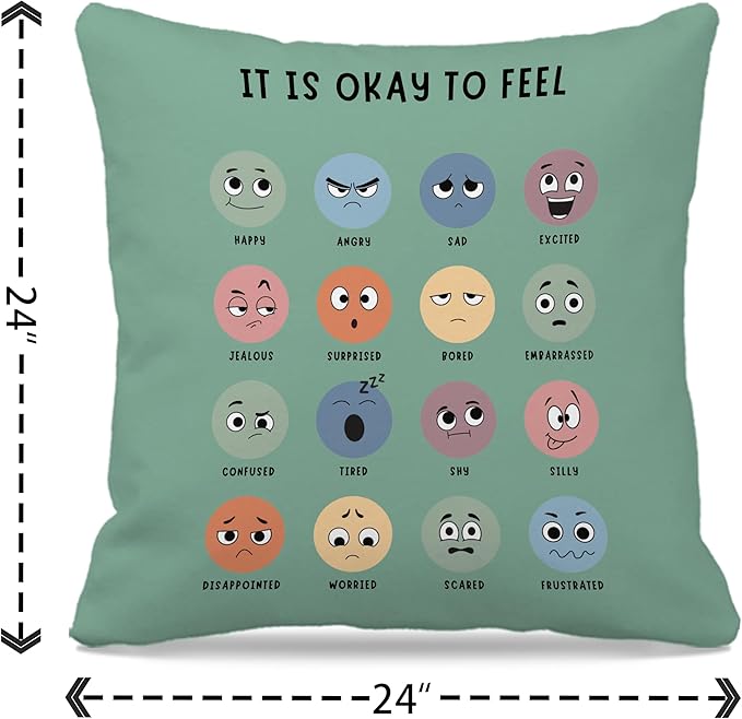 Nogrit Counseling Office Must Haves Green Pillow Cover, Calming Corner, Mental Health Pillowcase Decor for Home Kids,Mental Health Counselor Gifts, Calming Corner Pillow Covers 24x24