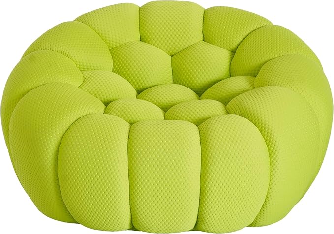 JACH Oversized Bubble Couch Chair, 49.21'' Modern Lazy Floor Sofa, Upholstered Mesh Fabric Bubble Sofa, 3D Honeycomb Shape Curved Couch for Living Room, Apartment, Small Space (Fluorescent Green)