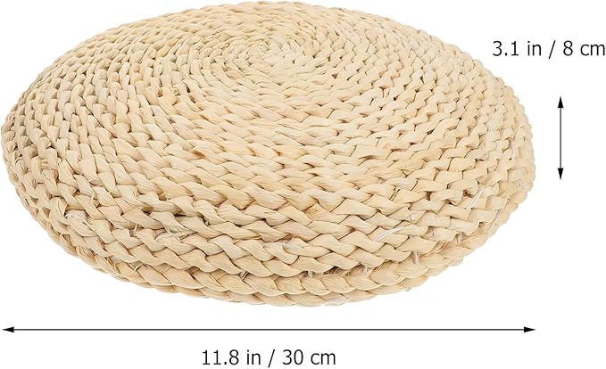 BETOOKY Japanese Tatami Floor Cushion 30x30cm Straw Weaving Sitting Mat with Silk Cotton Filling for Meditation Yoga Home Seating