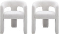 DAYALANE White Boucle Dining Chairs Set of 2, Upholstered Sherpa Kitchen Chairs with Arms Comfy Barrel Side Chair for Living Room/Dining Room/Reception, White Fur