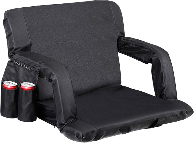 Smartxchoices 20.5"/24.5" Wide Stadium Seat Chair Bleacher Seats Padded with Back Support, Cushion, Arms, Pockets, Anchor Straps, Portable Folding Seat with Shoulder Straps