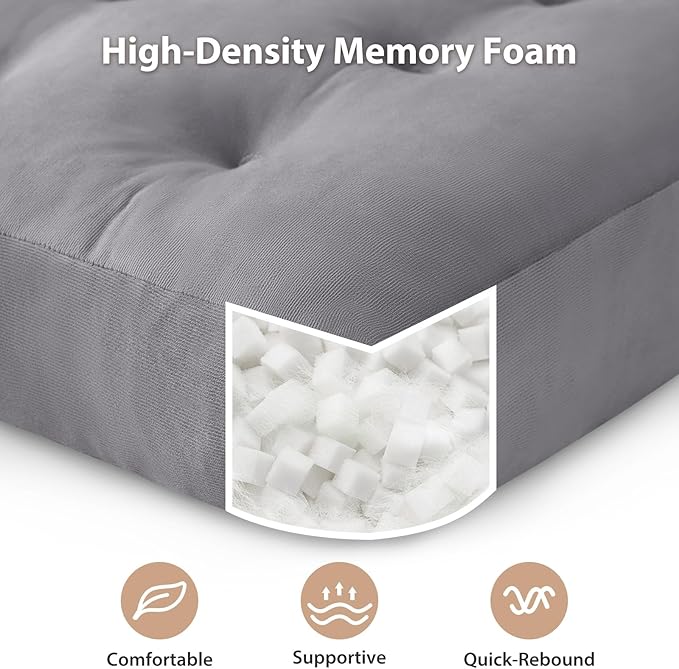 SM-XLHN Meditation Floor Pillow Set of 4, Square Large Pillows Seating for Adults, Meditation Cushion Pillow,Tufted Corduroy Cushion for Tatami Living Room or Yoga, Light Gray, 22x22 Inch