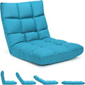 GORELAX Floor Chair with Back Support, 14-Poistion Adjustable Folding Gaming Chair Recliner, Meditation Chair with Steel Frame, Padded Lazy Sofa Chair for Adults, Kids (Turquoise)