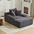 66" Oversized Chaise Lounge Sofa Chair Indoor, Modern Corduroy Single Sleeper Couch Chair with 3 Soft Pillows＆Cup Holder, Boneless Cloud Couch Single Seat Sofa Bed for Living Room Office (Dark Grey)