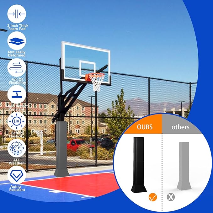 VANCL Square Pole Padding Basketball Pole Pads Heavy Duty Square Pads Outdoor Fits 4"x4", 5"x5", 6"x6",6"x8", 8"x8" Poles Waterproof UV-Resistant Durable Protection Pads