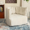 N&V Mid Century Brigantin Deep Relaxation Sofa, Soft Premium Chenille, for Living Room Bedroom and Office (Ivory, Single)