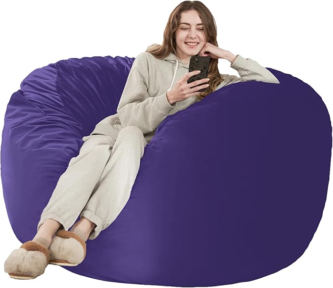 HABUTWAY Bean Bag Chair: Giant 5' Memory Foam Furniture Bean Bag Chairs for Adults with Microfiber Cover 5Ft (Purple)