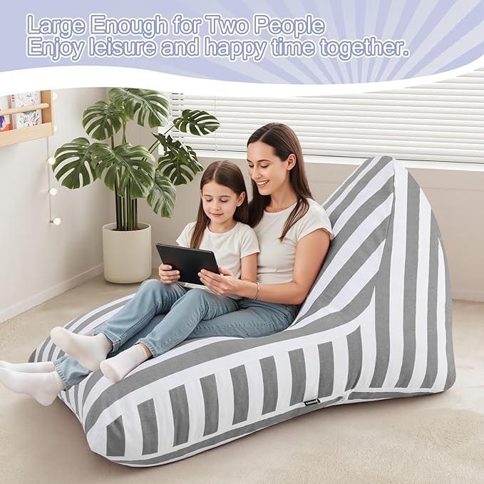 COMAX Bean Bag Chairs for Kids 8-12, Large Kid Beanbag Chair Stuffed with Filler, Big Toddler Lounge Chair, Children Lazy Floor Lounger for Girls Boys, Premium Cotton Canvas