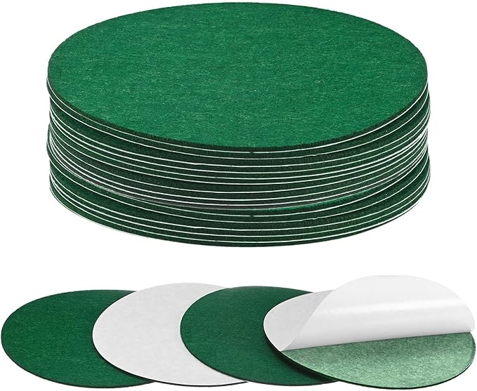 20-Pack Lamp Base Felt, 6.5 Inch Dia. 2mm Thick Self Adhesive Round Fabric Felt Pads for Lamp/Furniture/DIY, Non-Slip Fiber Backed Patch Circles with Adhesive Backing [Green]