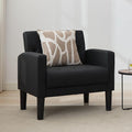 TYBOATLE Accent Chair Comfy Living Room Chair Black Leather Tufted Mid Century Modern Accent Chairs Small Cozy Reading Arm Chair for Office, Bedroom (1, Black)