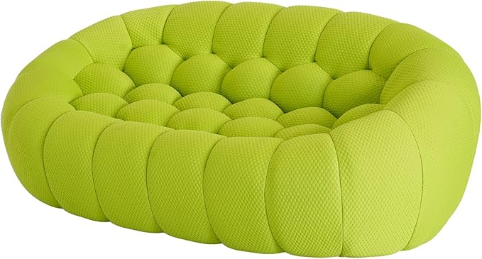 JACH 78.74'' Modern Bubble Sofa, Comfy Upholstered Loveseat Couch, Lazy Floor Curved Couch, 3D Honeycomb-Shaped Leisure Sofa for Living Room, Apartment, Small Space, Fluorescent Green