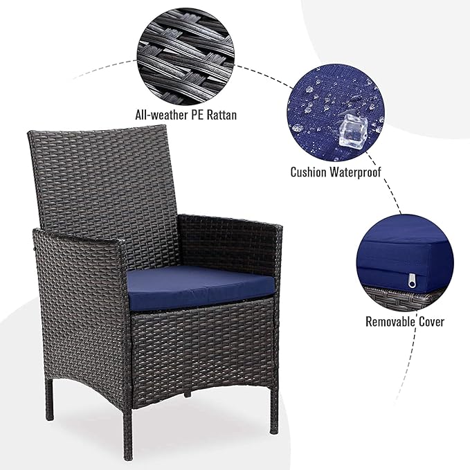 PHI VILLA Outdoor Rattan Chairs, 4 Pieces Modern Heavy Duty Wicker Armchair with Removable Cushion for Patio, Deck, Porch, Balcony