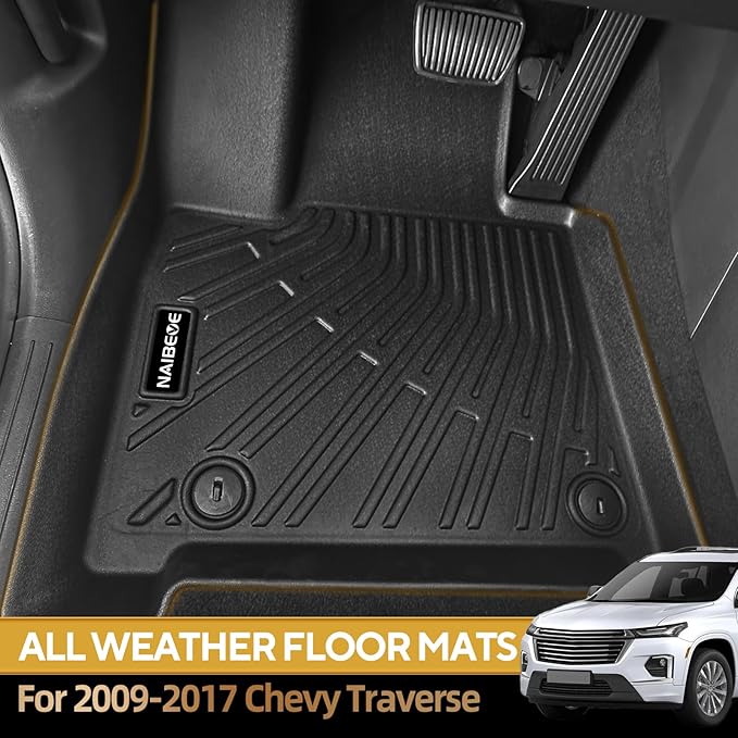 Naibeve Floor Mats for 2009-2017 Chevy Traverse - All Weather Custom Fit for Traverse Floor Mats Cargo Mat 2nd & 3rd Row Backrest Mats Waterproof Accessories