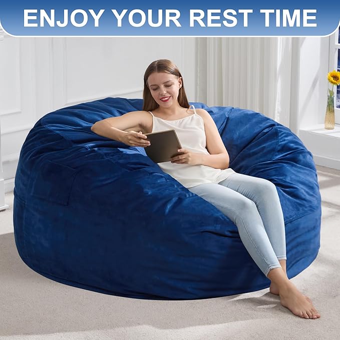 Hobestluk 4FT Bean Bag Chair Giant Bean Bag Chairs for Adults Large Bean Chairs with Removable Cover, Beanbag Chair with Filler, Adult Bean Bag Chairs for Living Room, Bedroom